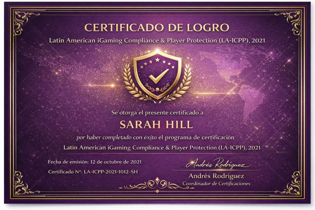 Certificate Sarah Hill